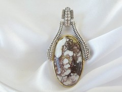 Huge Sterling Silver 925 White Horse Cable Joya Judy Crowell Enhancer Pendant