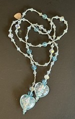 Brenda Perruzza Crystal & Glass Lariat, 23” total length – NWOT