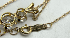 VINTAGE 14k Gold CHAIN necklace w CZ PENDANT in 14 k, marked 14k JCM, 1.61 grams