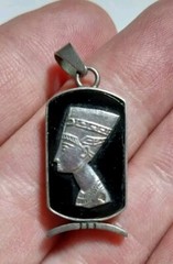 Queen Nefertiti Pendant – Silver And Black Charm – Antique