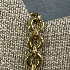 Vintage Erwin Pearl Modernist Deco Gold Tone Heavy Link Necklace 18″ Long READ