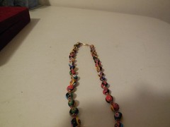 Vintage MUrano Millefiori Glass Bead Knotted Necklace, 17″