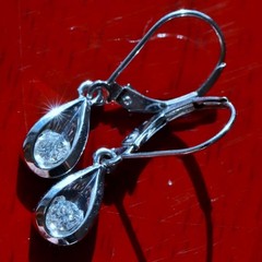 14k white gold earrings 0.25ct natural diamond 1.0″ teardrop dangle 2.50gr N3344