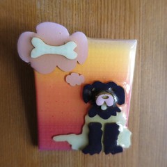 Adorable Dog Lucinda Pet Pin Dreaming About Bone Sunset Thought Bubble Treat VTG