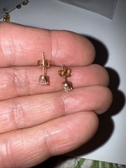 14K Yellow Gold Diamonique DQ Cubic Zirconia CZ Post Earrings 1.03 Gr
