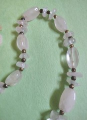 Vintage FROSTED QUARTZ & Silver Tone Beaded Choker Necklace