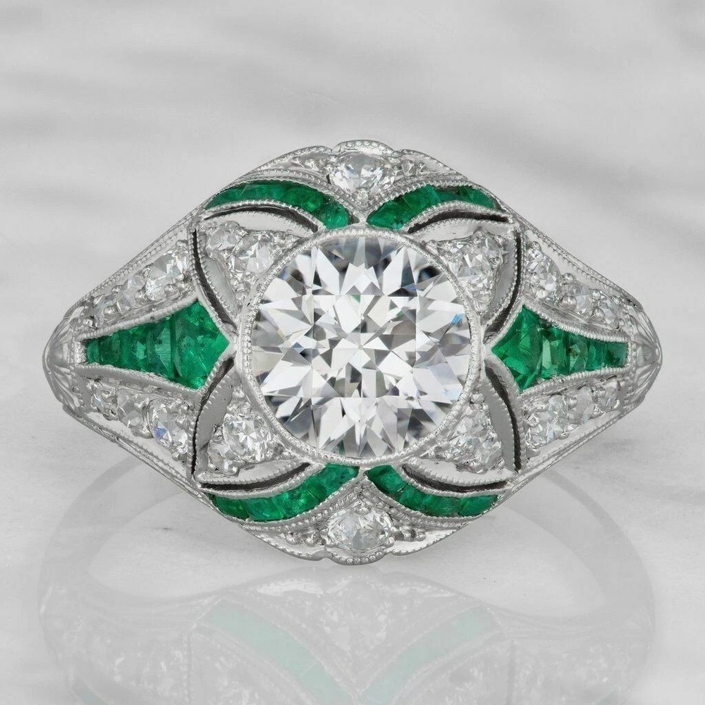 3.15Ct Art Deco Style Lab Created Diamond Anniversary 14k White Gold Finish Ring