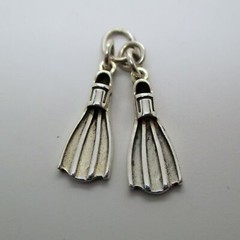 Sterling Silver SWIM FINS Charm for Bracelet PENDANT Scuba Diver Gift CUTE!