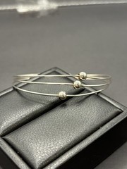 Vintage 7″ Sterling Silver 3-Strand Bracelet 6 Grams Rigid G24