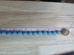 Vintage Robins Egg Blue Glass Bead 25.25″ necklace Hand Knotted Goldtone Clasp