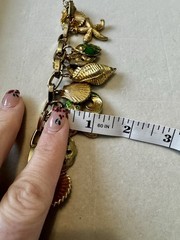 Vintage Gold Tone Nautical Charm Bracelet Sea Life Fish Shell Seahorse Starfish