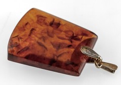 Vintage 875 Silver Baltic Amber Shaped Pendant 9.6 Grams