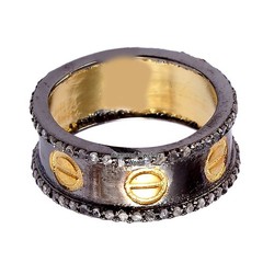 Victorian 1.52ctw Genuine Old Mine Rose Cut Diamond Silver Eternity Ring Jewelry