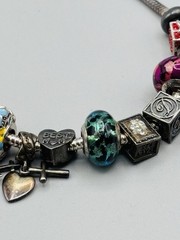 Vintage Michael Anthony MA Sterling Silver Slide Charm Bracelet 16 Charms, 45.8g