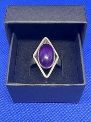 Y47 Modernist 1970s Purple 5 Ct Amethyst 935 Silver Ring Size 6.75 – 7.0 – 925