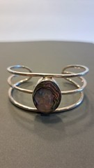Stunning signed Sterling Silver & Abalone Cuff Bracelet “Mexico .925 ATI,” 30g