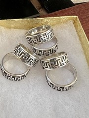 Vintage Celtic Geometric Knotwork sterling silver 925 Peter Stone Ring size 7.5