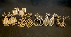 Vintage Mixed Earrings screw back Lot 6 Pcs Gold Silver Tone Metal No Stone