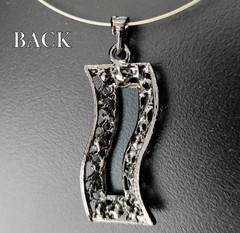 Vintage 90s Silver Art Deco Pendant Necklace Blue AB Crystals Rhinestones 18″