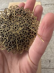 1950s German Filigree Inset Accents Brooch Or Necklace Pedant
