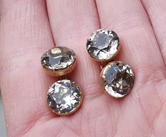 Pair Antique Gold Georgian 15ct 15k Rock Crystal Cufflinks 15kt
