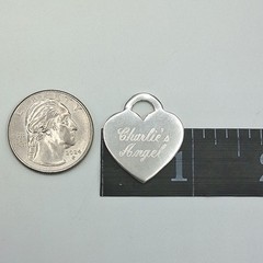 Vintage Engraved Charlie’s Angel Heart Charm 925 Sterling Silver Pendant 1in