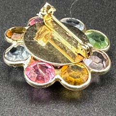 Vintage “Tutti Fruitti” Rhinestone Flower Brooch – 1.21″ Diameter