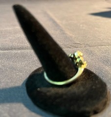 Ringcraft ring is crafted from 14k yellow gold/diamond and sapphire accents