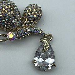 Beautiful Pave AB rhinestone butterfly brooch pin large dangle stone