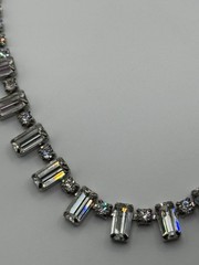 Vintage Weiss Necklace Clear Rhinestone Baguette Choker Silver Tone
