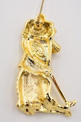 Danecraft Vintage Alligator Pin Brooch Brushed Gold Golfing Crocodile NOS BinA11