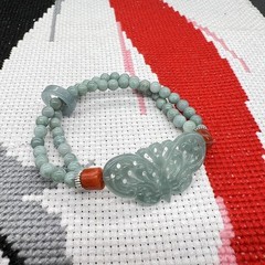 Natural A Jade Blue Water Butterfly Bracelet Chinese Style Hand Carved Jewelry