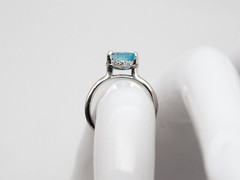 Designer $6000 5.50ct Natural Blue Zircon Diamond Platinum Ring RARE