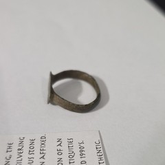 Ancient Byzantine Bronze Monogram Ring 8th-12th Century AD Artifact Jewelry COA