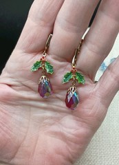 Vintage AB Crystal Earrings Lot Set Beaded Clip On Dangle Drop Rhinestone