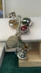Rare Signed West Germany Chinese Lantern Charm Bracelet Multicolor Silver Tone