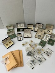 Vintage Anson Karatclad LOT Silver And Gold Tone Necklace Earrings Loose Stones