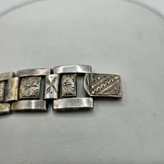 Antique 90% Silver Hand Engraved Panel Bracelet 7.5″ 36G Hand Made Adjustable