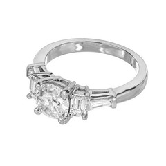 Peter Suchy Vintage Antique Art Deco Cushion Cut Diamond Tapered Baguette Ring