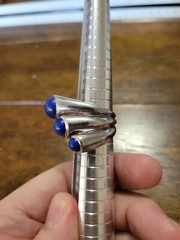 Vintage Modernist Multi Lapis Sterling Silver Ring Size 6 1/4
