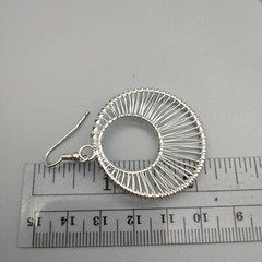 Wire Wrapped Silver Tone Pierced Earrings Hoop Vintage Estate Stunning Shine