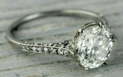 Art Deco Style Round Cut Lab Created Diamond 14K White Gold Finish Wedding Ring