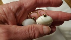 Antique Chinese import white Jade earrings one hair line as pictured