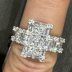 VINTAGE 18K WHITE GOLD 3 CT NATURAL DIAMOND RING!