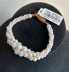 Vtg Marvella Multi Strands Faux Pearl Bracelet Original Tag