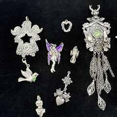 Vintage Now LOT 14 Silver Tone Pewter Pendants Charms Craft Wear Jewelry
