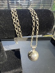 VTG Italy 925 Sterling Silver Harmony Ball Orb Pendant Necklace Modernist 30g