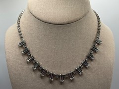 Vintage Weiss Necklace Clear Rhinestone Baguette Choker Silver Tone