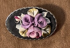 Vintage Floral Clay Petite Victorian Cameo Brooch