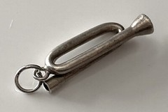Vintage Sterling Silver Bugle Musical Band Brass Horn Instrument Pendant Charm